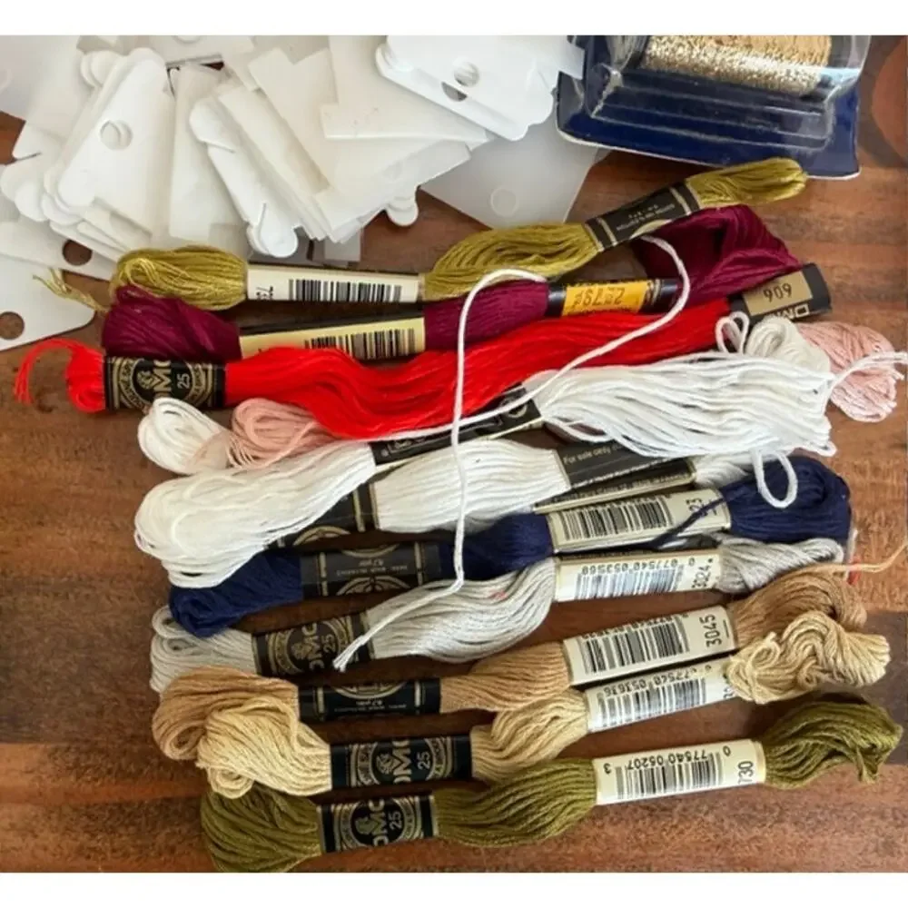 Mix Lot DMC Cross Stitching Floss, Floss Keeper and Organizer Box